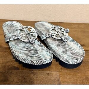 Tory Burch Miller Cloud Snakeskin Platform Sandals Womens 12 Summer Beach edgy